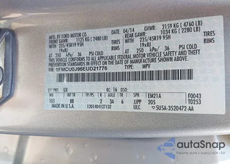 2014 Ford Escape Titanium from USA, damaged, VIN 1FMCU0J96EUD21776